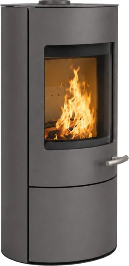 Poêle à bois ovale Haas + Sohn SOLIDO MOONLIGHT – 6,4 kW Acier Gris minéral avec bûcher fermé classe A+